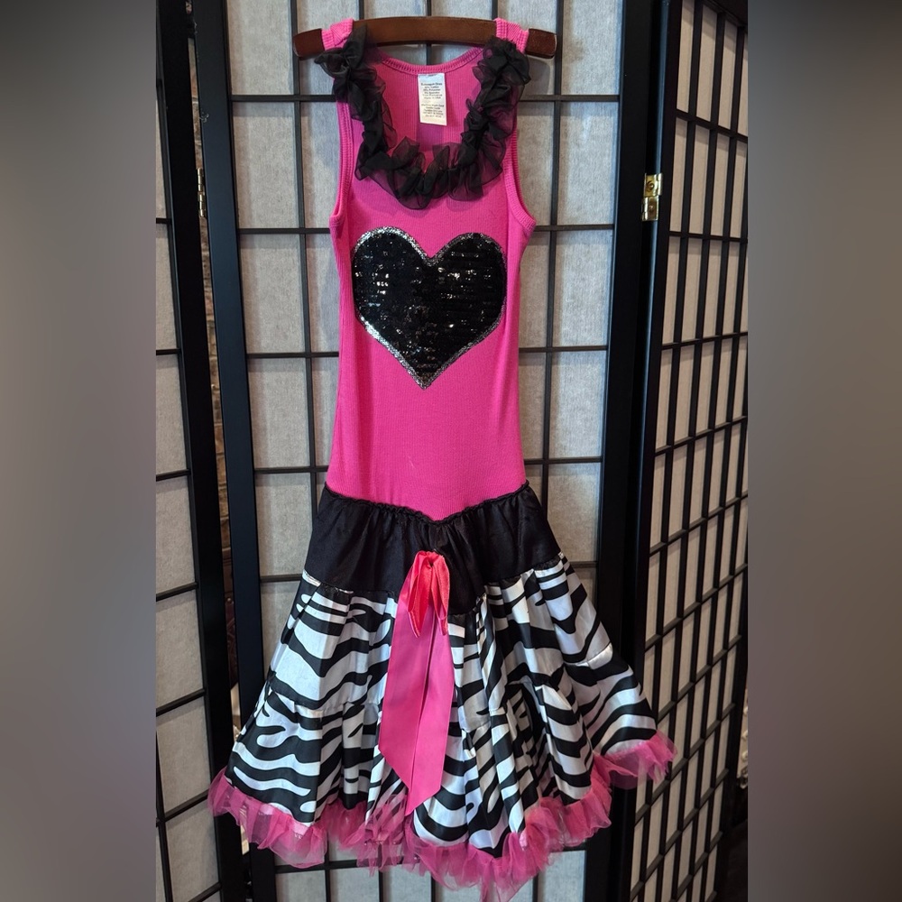 Bubblegum Pink and Black Sequin Heart dress